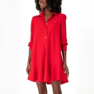 Tuckernuck Red Crepe Callahan Shirt Dress size Medium